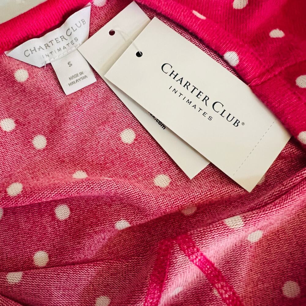 Charter Club Intimates Polka Dot Long Sleeve Night Dress Size S Small NWT Pink - Picture 7 of 9